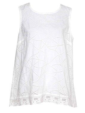 CAbi Lace Emma Tank Top White Eyelet Flowy Summer Top Size Large